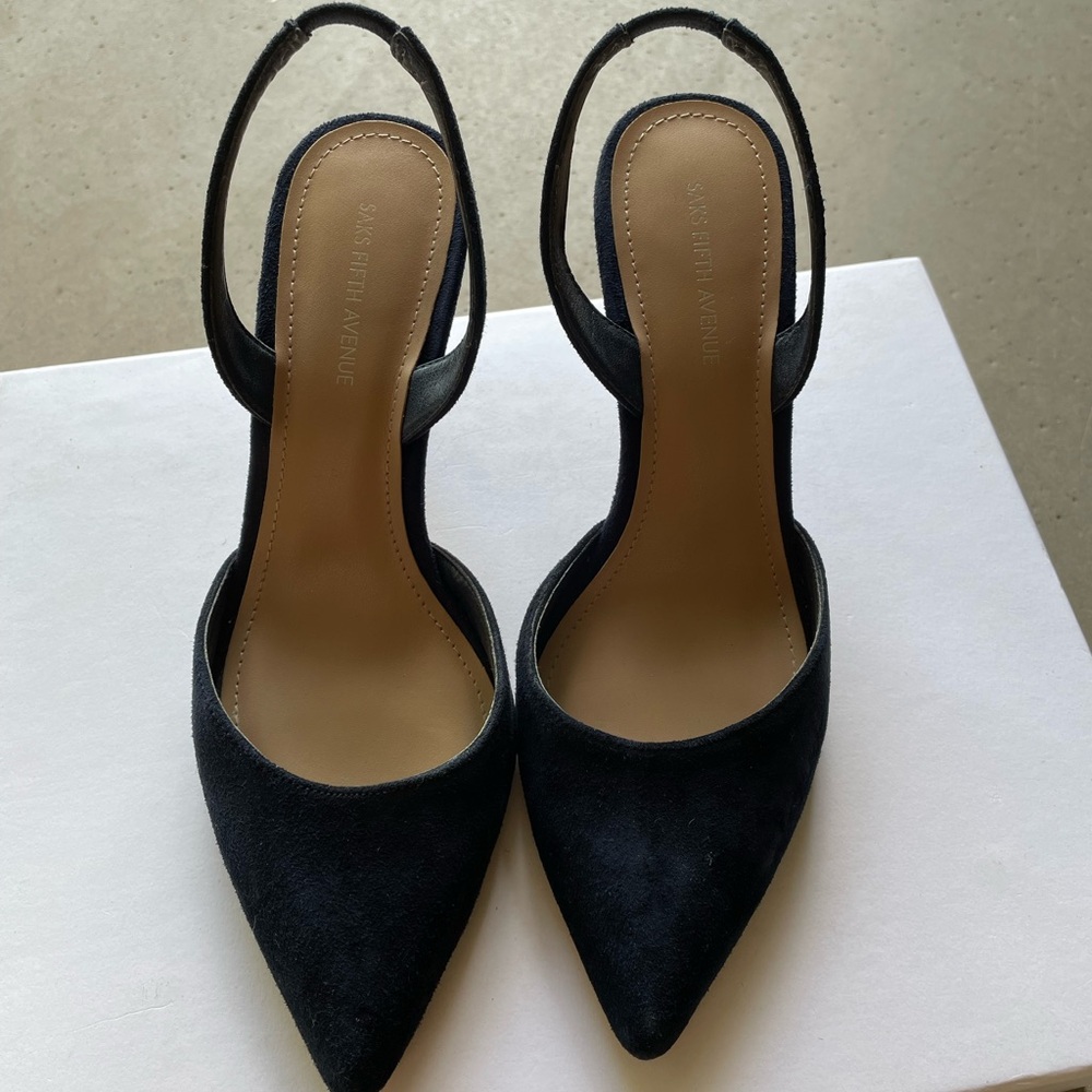Saks fifth ave. Danica Leather Slingback Pumps In Navy